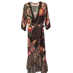 Farm Rio for Anthropologie Tropical Wrap Maxi Dress